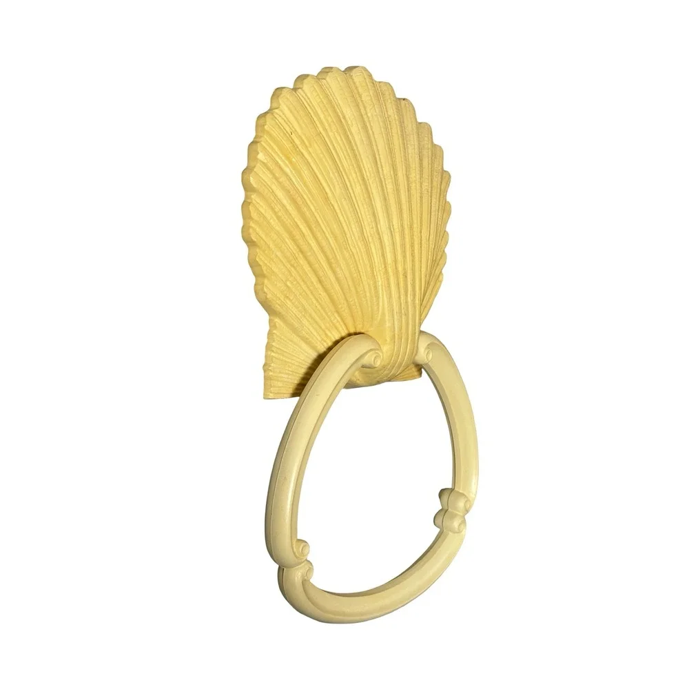 Vintage Homco Seashell Towel Ring Cream Yellow Plastic Coastal Decor 3380